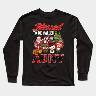 Blessed To Be Called Aunt Christmas Buffalo Plaid Truck Long Sleeve T-Shirt